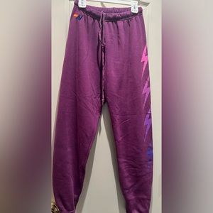Aviator Nation Lightning Bolt Sweatpants Purple